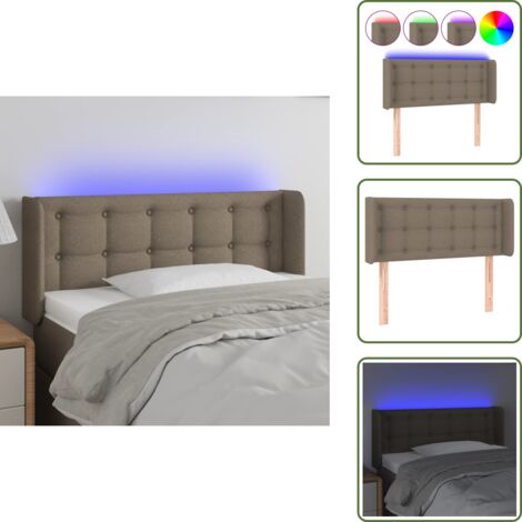 Testiera in tessuto - vidaXL Testiera a LED Tortora 103x16x78/88 cm in Tessuto - Testiera regolabile