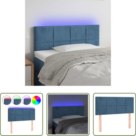 Testiera in velluto -  Testiera a LED Blu Scuro 100x5x78/88 cm in Velluto
