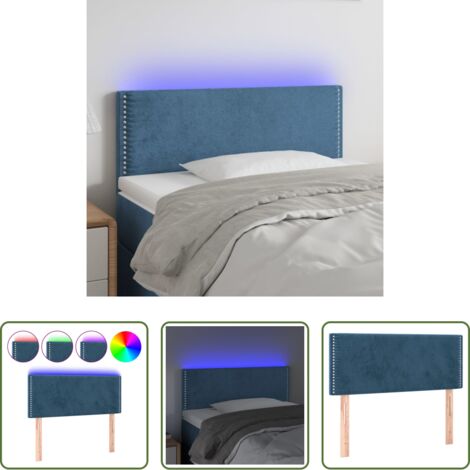 Testiera in velluto -  Testiera a LED Blu Scuro 100x5x78/88 cm in Velluto