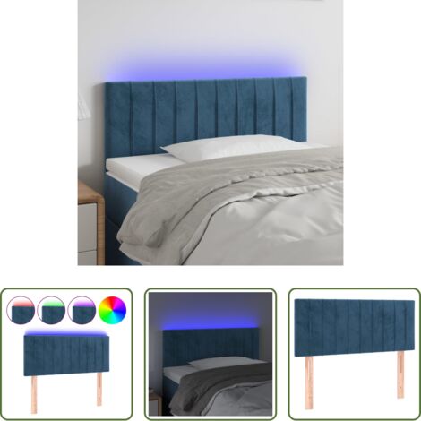 Testiera in velluto -  Testiera a LED Blu Scuro 100x5x78/88 cm in Velluto
