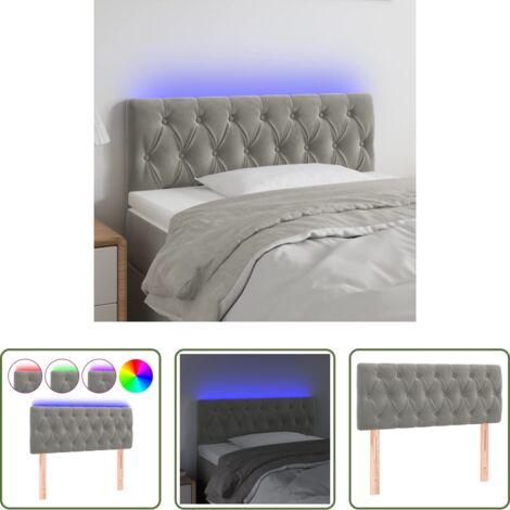 Testiera in velluto -  Testiera a LED Grigio Chiaro 100x7x78/88 cm in Velluto