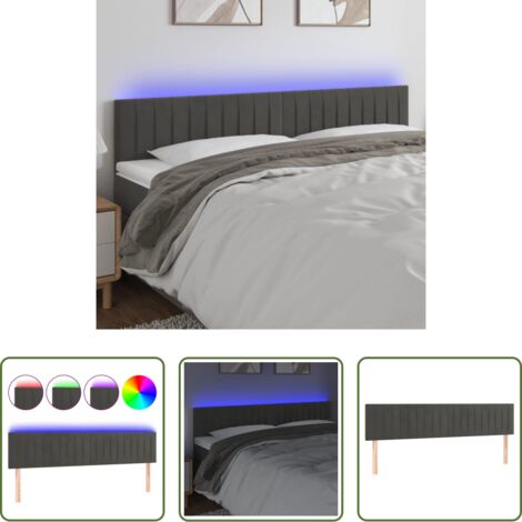 Testiera in velluto -  Testiera a LED Grigio Scuro 160x5x78/88 cm in Velluto