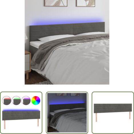 Testiera in velluto -  Testiera a LED Grigio Scuro 160x5x78/88 cm in Velluto