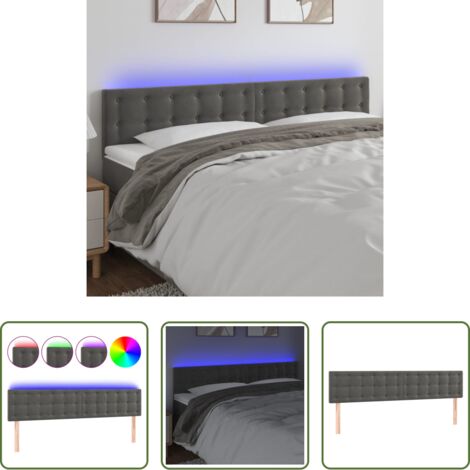 Testiera in velluto -  Testiera a LED Grigio Scuro 200x5x78/88 cm in Velluto