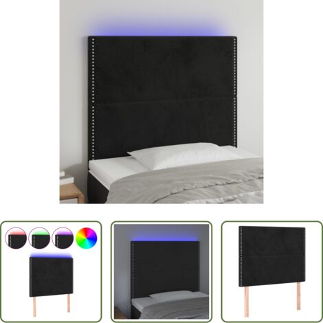 Testiera in velluto -  Testiera a LED nero 90x5x118/128 cm in Velluto