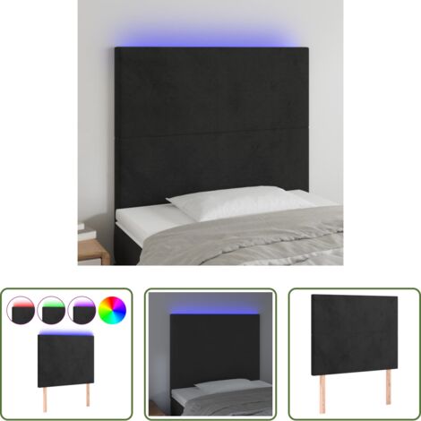 Testiera in velluto -  Testiera a LED nero 90x5x118/128 cm in Velluto