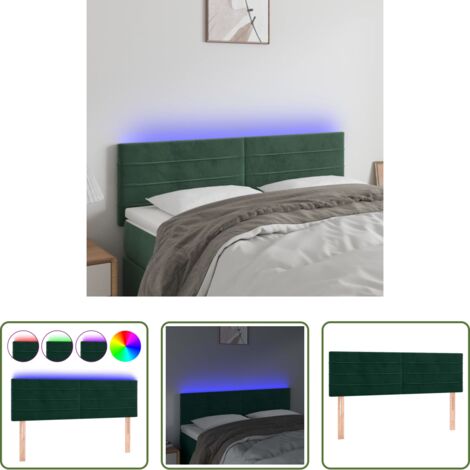Testiera in velluto -  Testiera a LED Verde Scuro 144x5x78/88 cm in Velluto