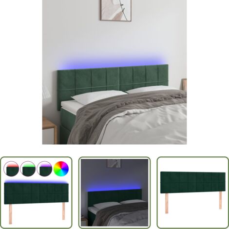 Testiera in velluto -  Testiera a LED Verde Scuro 144x5x78/88 cm in Velluto