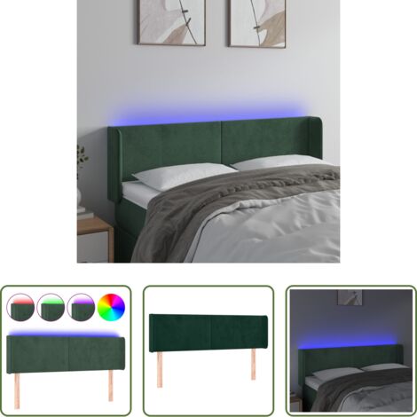 Testiera in velluto -  Testiera a LED Verde Scuro 147x16x78/88 cm in Velluto