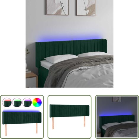 Testiera in velluto -  Testiera a LED Verde Scuro 147x16x78/88 cm in Velluto