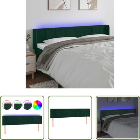 Testiera in velluto -  Testiera a LED Verde Scuro 163x16x78/88 cm in Velluto
