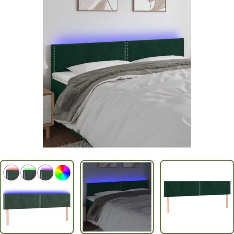 Testiera in velluto -  Testiera a LED Verde Scuro 200x5x78/88 cm in Velluto