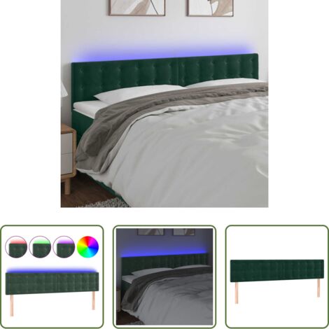 Testiera in velluto -  Testiera a LED Verde Scuro 200x5x78/88 cm in Velluto