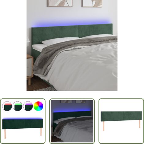 Testiera in velluto -  Testiera a LED Verde Scuro 200x5x78/88 cm in Velluto