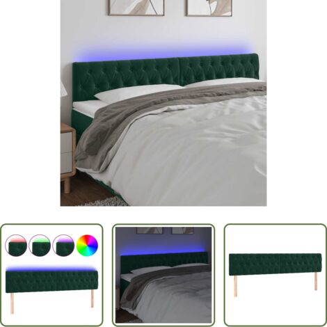 Testiera in velluto -  Testiera a LED Verde Scuro 200x7x78/88 cm in Velluto