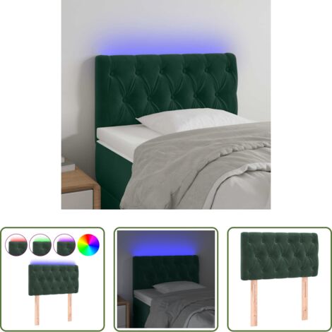 Testiera in velluto -  Testiera a LED Verde Scuro 80x7x78/88 cm in Velluto