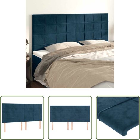 Testiera in velluto -  Testiera Blu Scuro 160x5x118/128 cm Velluto