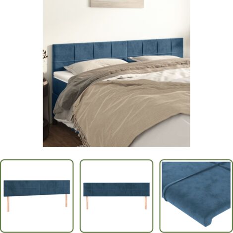 Testiera in velluto -  Testiera Blu Scuro 180x5x78/88 cm in Velluto