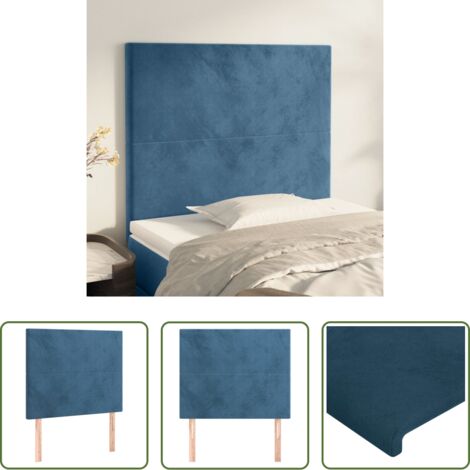 Testiera in velluto -  Testiera Blu Scuro 90x5x118/128 cm Velluto