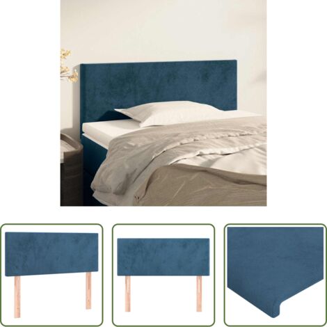 Testiera in velluto -  Testiera Blu scuro 90x5x78/88 cm in Tessuto