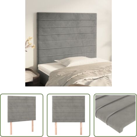 Testiera in velluto -  Testiera Grigio Chiaro 100x5x118/128 cm Velluto