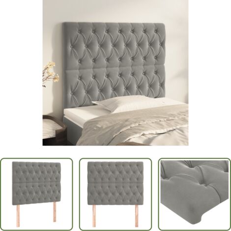 Testiera in velluto -  Testiera Grigio Chiaro 100x7x118/128 cm Velluto