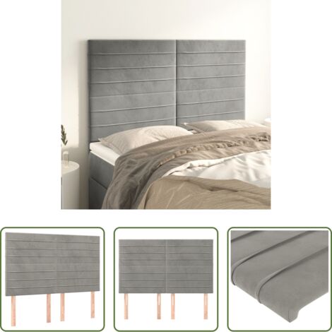 Testiera in velluto -  Testiera Grigio Chiaro 144x5x118/128 cm Velluto