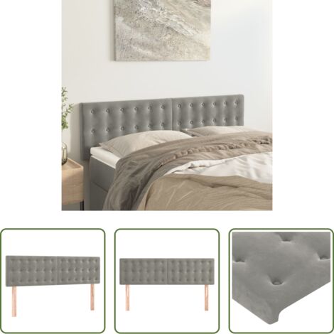 Testiera in velluto -  Testiera Grigio Chiaro 144x5x78/88 cm in Velluto