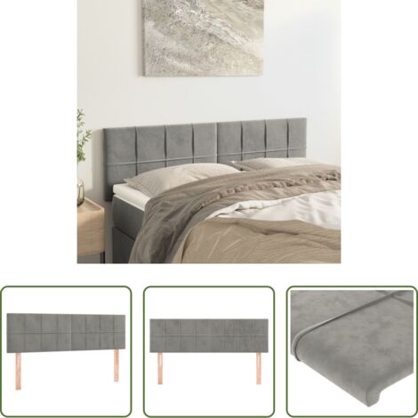 Testiera in velluto -  Testiera Grigio Chiaro 144x5x78/88 cm in Velluto