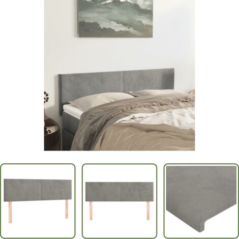 Testiera in velluto -  Testiera Grigio Chiaro 144x5x78/88 cm in Velluto