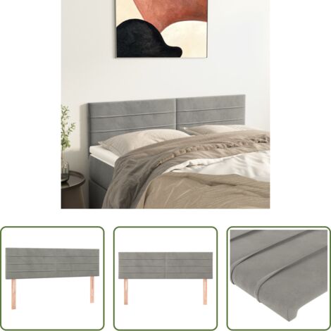 Testiera in velluto -  Testiera Grigio Chiaro 144x5x78/88 cm in Velluto