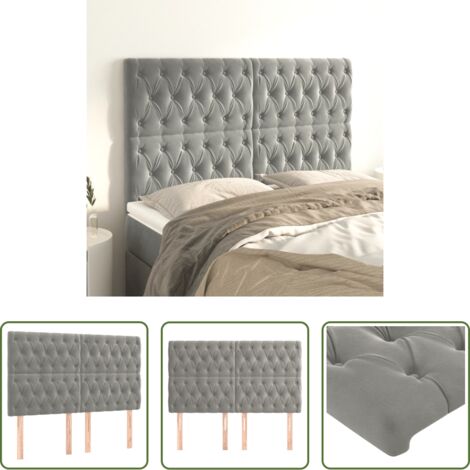 Testiera in velluto -  Testiera Grigio Chiaro 160x7x118/128 cm Velluto