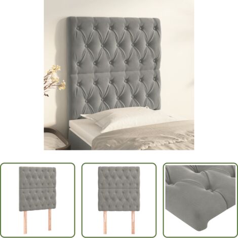 Testiera in velluto -  Testiera Grigio Chiaro 80x7x118/128 cm Velluto