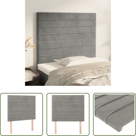 Testiera in velluto -  Testiera Grigio Chiaro 90x5x118/128 cm Velluto