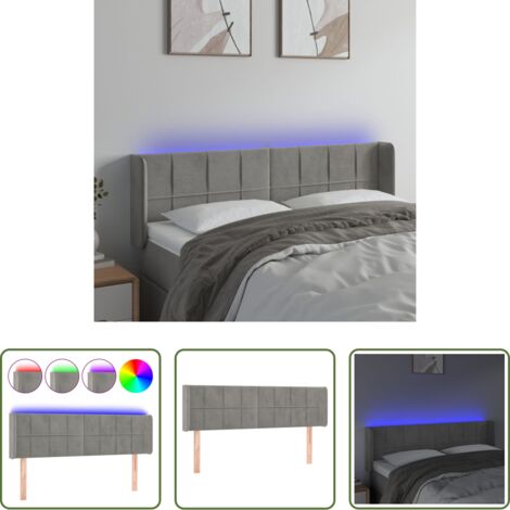 Testiera in velluto -  Testiera Grigio Chiaro a LED 147x16x78/88 cm in Velluto
