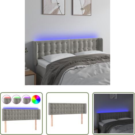 Testiera in velluto -  Testiera Grigio Chiaro a LED 147x16x78/88 cm in Velluto