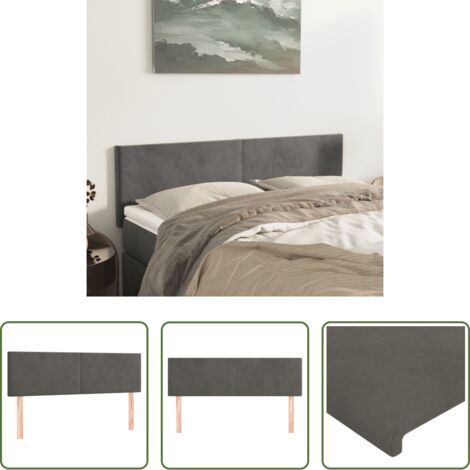 Testiera in velluto -  Testiera Grigio Scuro 144x5x78/88 cm in Velluto