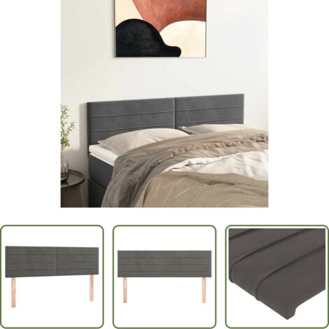 Testiera in velluto -  Testiera Grigio Scuro 144x5x78/88 cm in Velluto