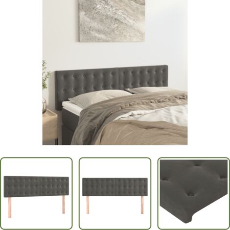 Testiera in velluto -  Testiera Grigio Scuro 144x5x78/88 cm in Velluto