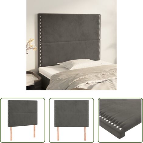 Testiera in velluto -  Testiera Grigio Scuro 90x5x118/128 cm Velluto