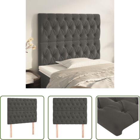 Testiera in velluto -  Testiera Grigio Scuro 90x7x118/128 cm Velluto