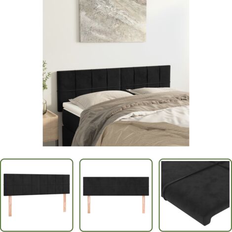 Testiera in velluto -  Testiera Nera 144x5x78/88 cm in Velluto