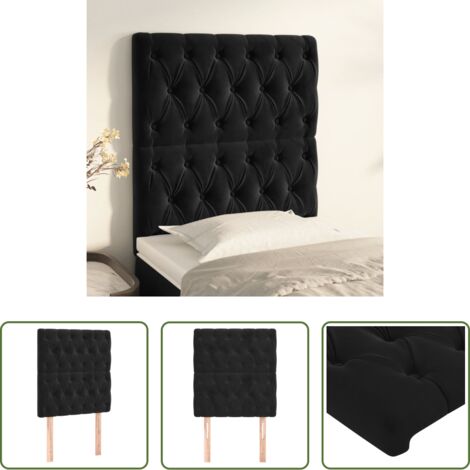 Testiera in velluto -  Testiera Nera 80x7x118/128 cm Velluto