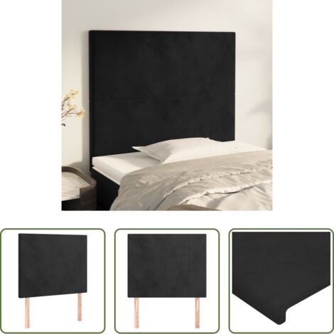 Testiera in velluto -  Testiera Nera 90x5x118/128 cm Velluto