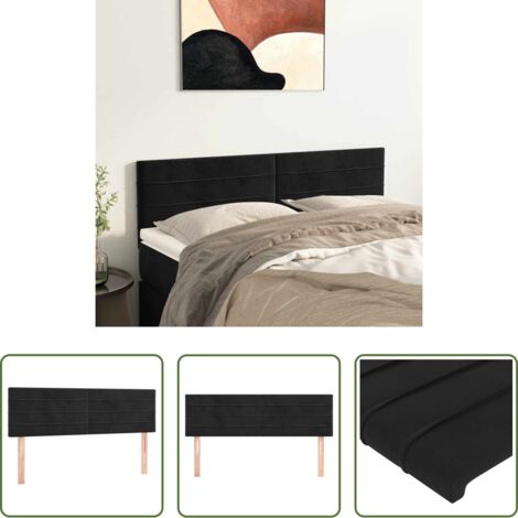 Testiera in velluto -  Testiera Nero 144x5x78/88 cm in Velluto