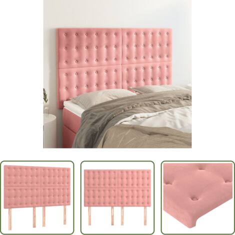 Testiera in Velluto -  Testiera Rosa 144x5x118/128 cm Velluto