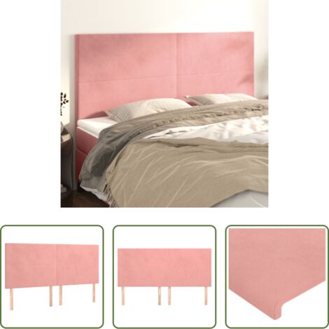 Testiera in Velluto -  Testiera Rosa 160x5x118/128 cm Velluto