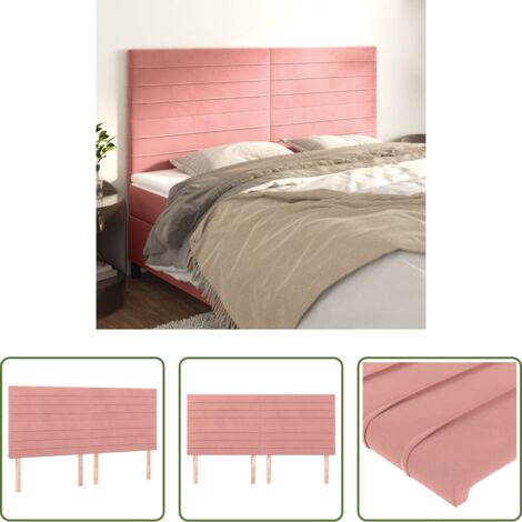 Testiera in Velluto -  Testiera Rosa 160x5x118/128 cm Velluto