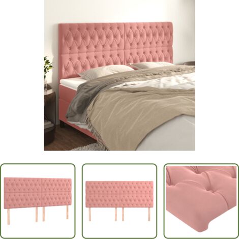 Testiera in Velluto -  Testiera Rosa 180x7x118/128 cm Velluto