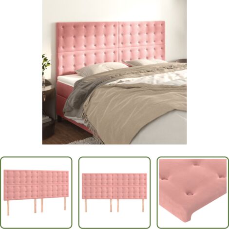 Testiera in Velluto -  Testiera Rosa 200x5x118/128 cm Velluto